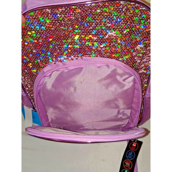 Space Jam A New Legacy Looney Tunes Backpack Lola & Tweety Purple Sequin 17 inch - Picture 5 of 6